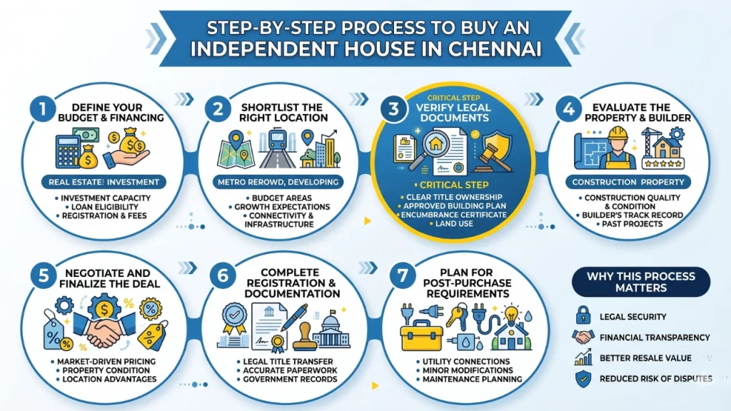 this image contains Step-by-Step Process to Buy an Independent House in Chennai