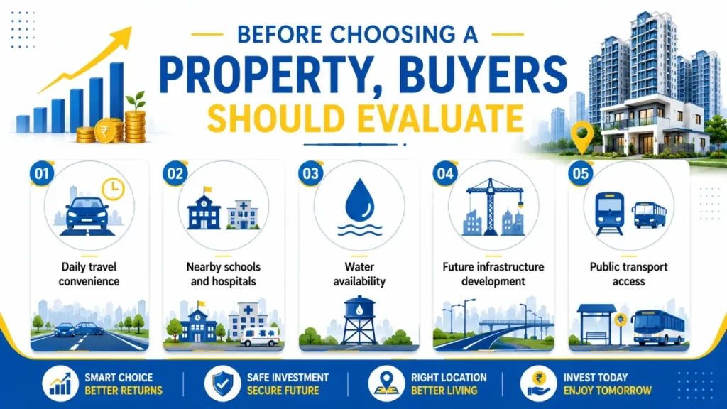 Before choosing a property, buyers should evaluate
