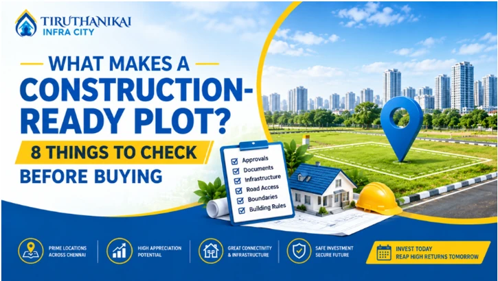 Construction-ready plot with 8 essential checks before buying.