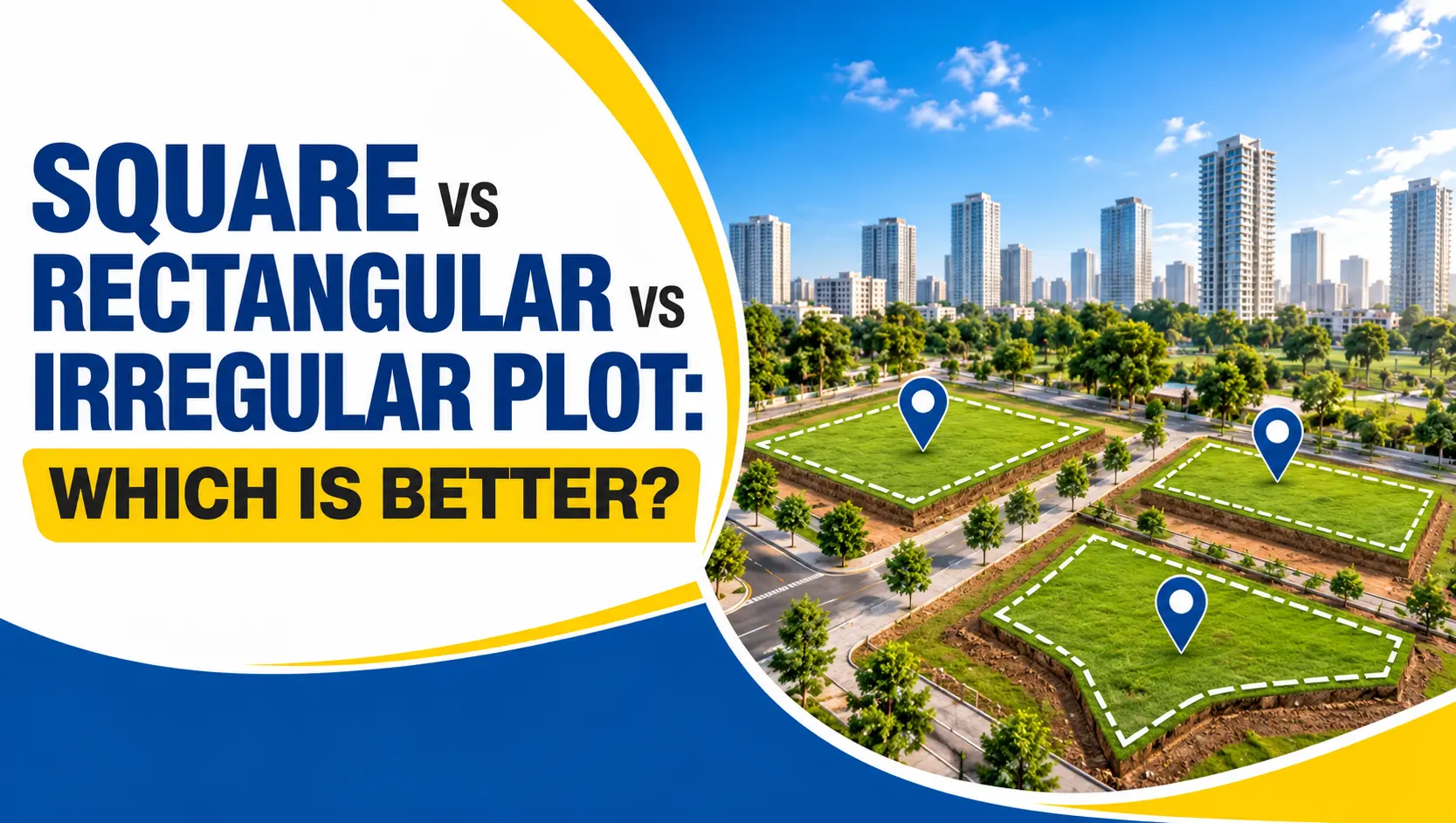 Comparison of square, rectangular and irregular plot shapes for home construction.